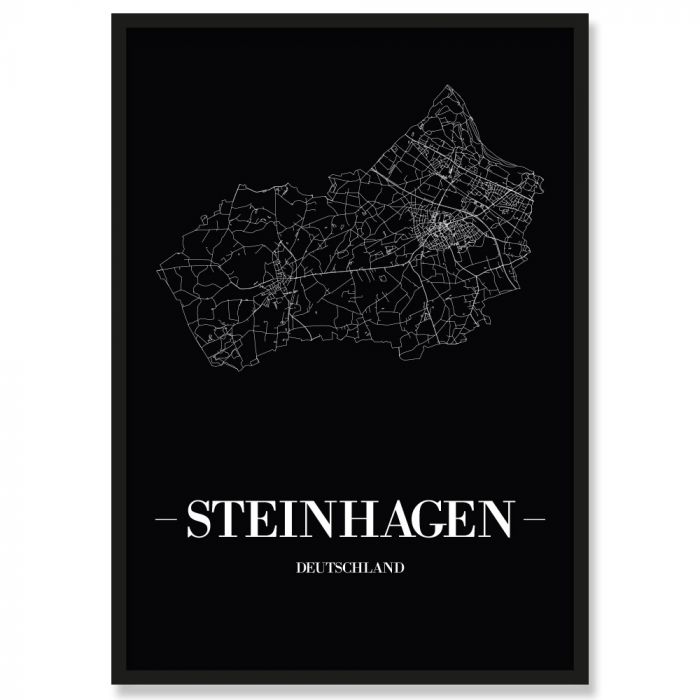 Stadtposter Steinhagen Black