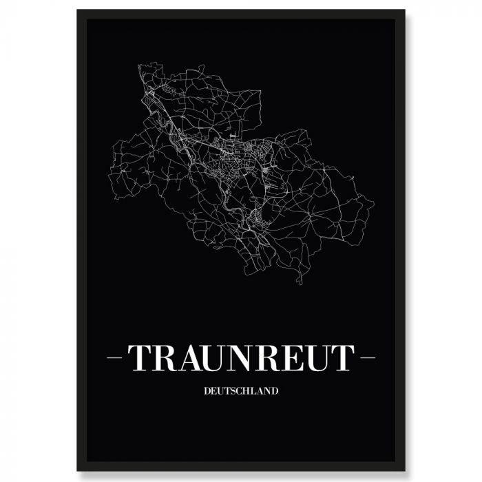 Stadtposter Traunreut Black
