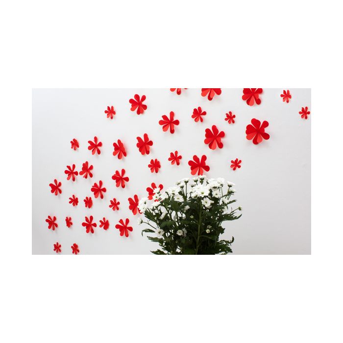 Wandtattoo 3D - Blumen rot
