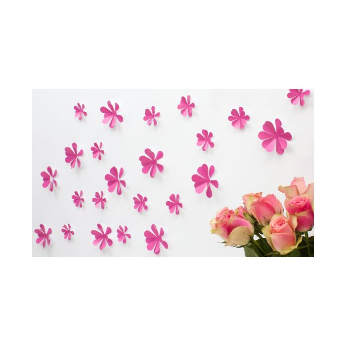 Wandtattoo 3D - Blumen pink