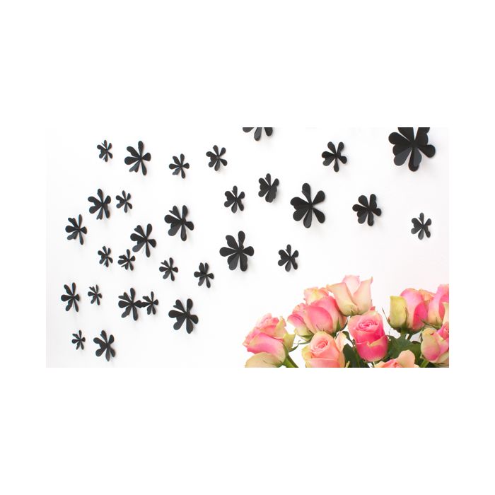 Wandtattoo 3D - Blumen schwarz