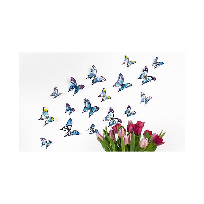 Wandtattoo 3D - Schmetterlinge - Blautöne