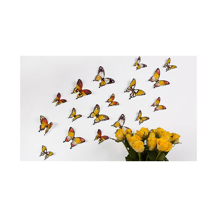 Wandtattoo 3D - Schmetterlinge - Gelbtöne