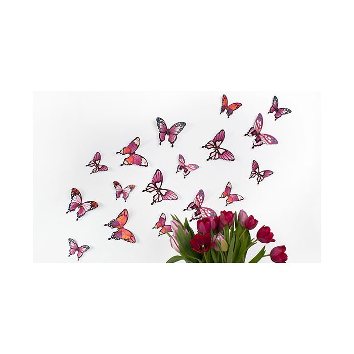 Wandtattoo 3D - Schmetterlinge - Pinktöne