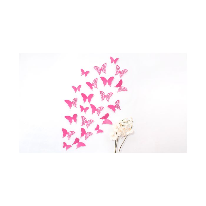 Wandtattoo 3D - Schmetterlinge pink Set mit Muster