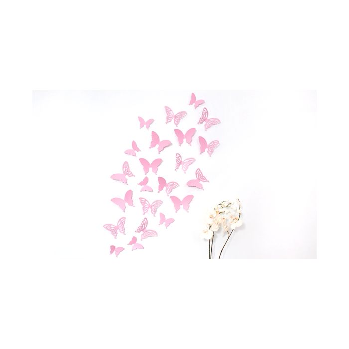 Wandtattoo 3D - Schmetterlinge rosa Set mit Muster