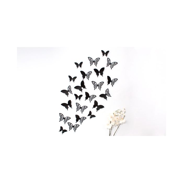 Wandtattoo 3D - Schmetterlinge schwarz Set mit Muster