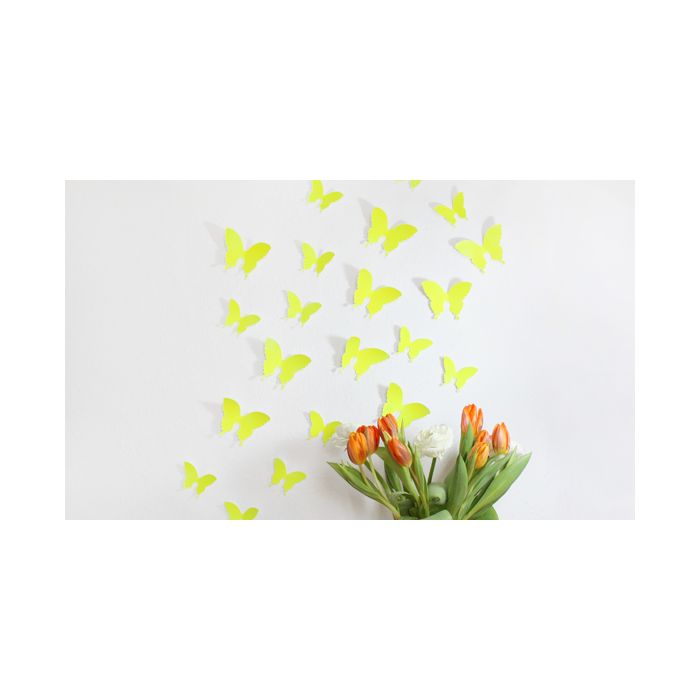 Wandtattoo 3D - Schmetterlinge neon gelb