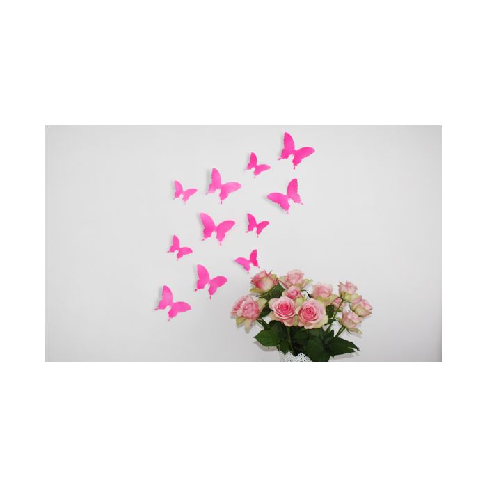 Wandtattoo 3D - Schmetterlinge neon pink