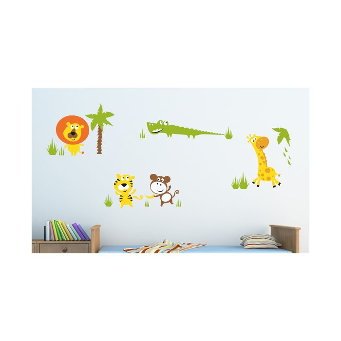 Die Dschungeltiere sind los! Holt Euch neue Bewohner für Euer Kinderzimmer. Ihr könnt den Tiger, die Giraffe, den Löwen, das Krokodil und den Affen ganz einfach und schnell, auch mit Hilfe Eurer Kinder, verkleben. Denn falls Ihr Euch mal verklebt, kein Pr