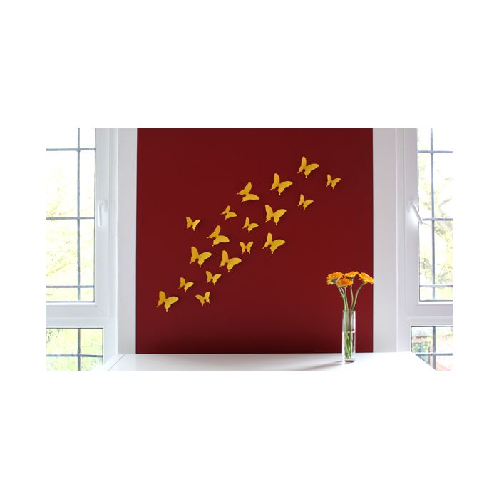Wandtattoo 3D - Schmetterlinge gelb