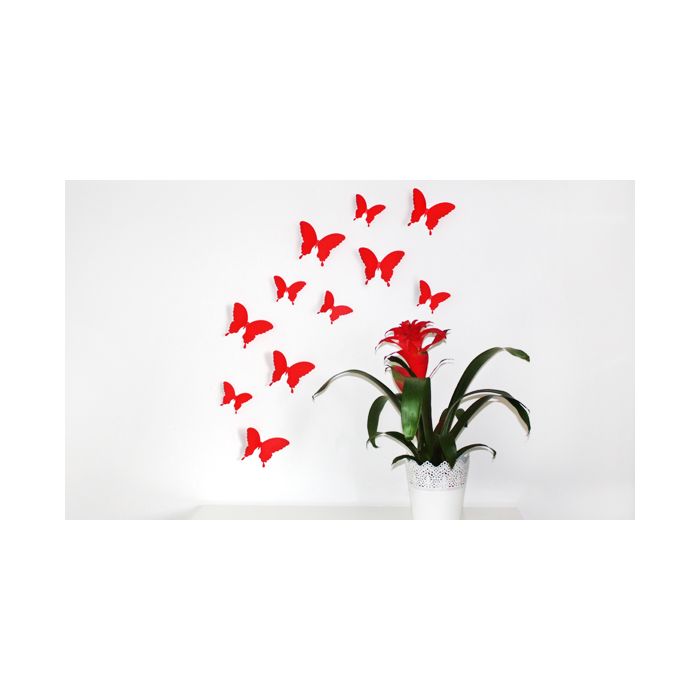 Wandtattoo 3D - Schmetterlinge rot