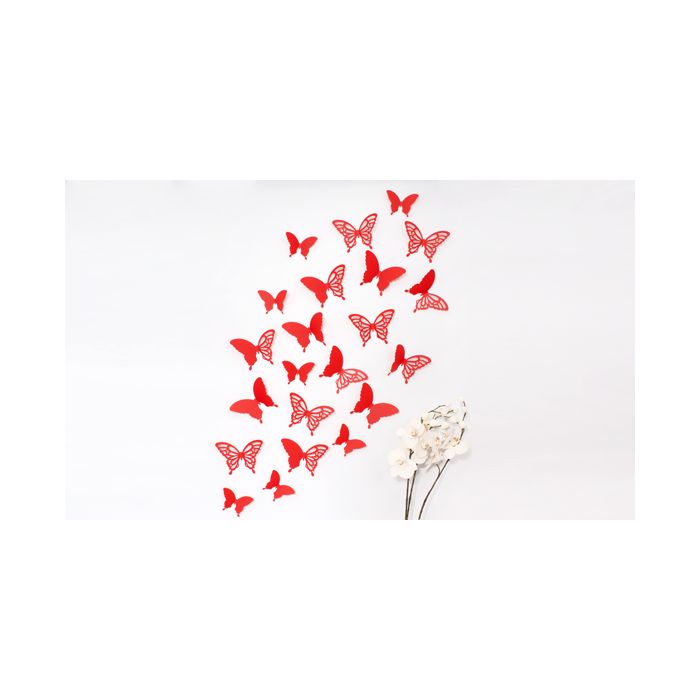 Wandtattoo 3D - Schmetterlinge rot Set mit Muster