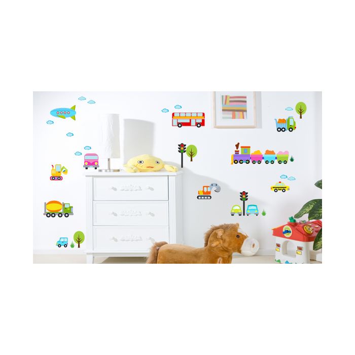 Wandsticker Set XL - bunte Autowelt