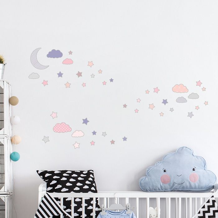 Wandsticker Set A4 - Mond und Sterne