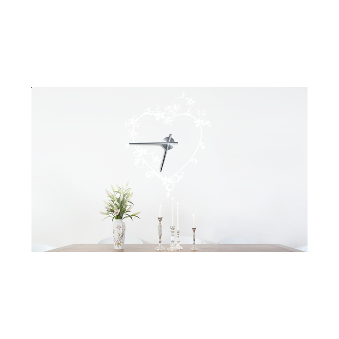 Wandtattoo Uhr - Schnörkel-Herz