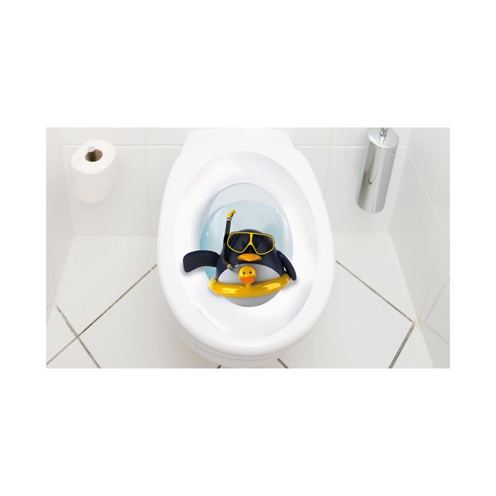 WC Aufkleber Pinguin mit Rettungsring