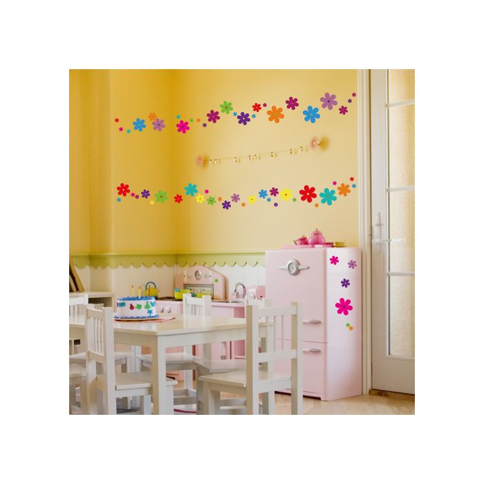 Wandsticker Set A4 - bunte Blumen Design 3