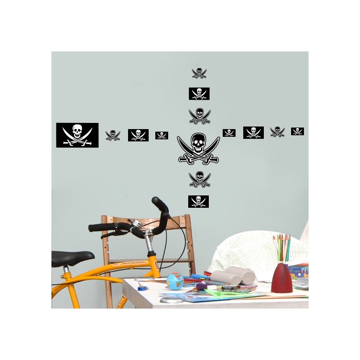 Wandsticker Set A4 - Piraten Flagge Totenkopf