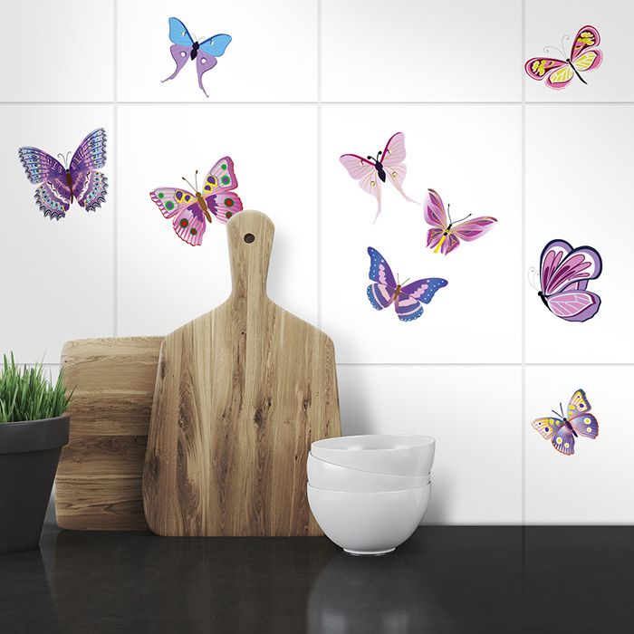 Fliesenaufkleber Bunte Schmetterlinge