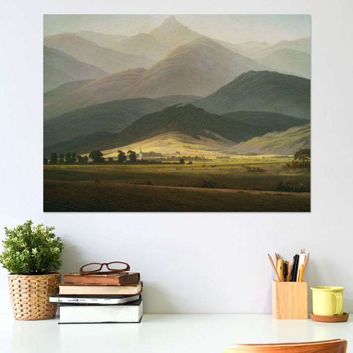 Poster Caspar David Friedrich - Berglandschaft. Die Kleine Sturmhaube von Warmbrunn gesehen