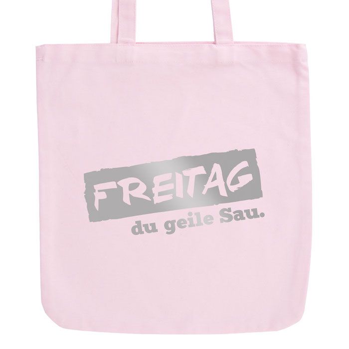 JUNIWORDS Pastell Jutebeutel Freitag du geile Sau.