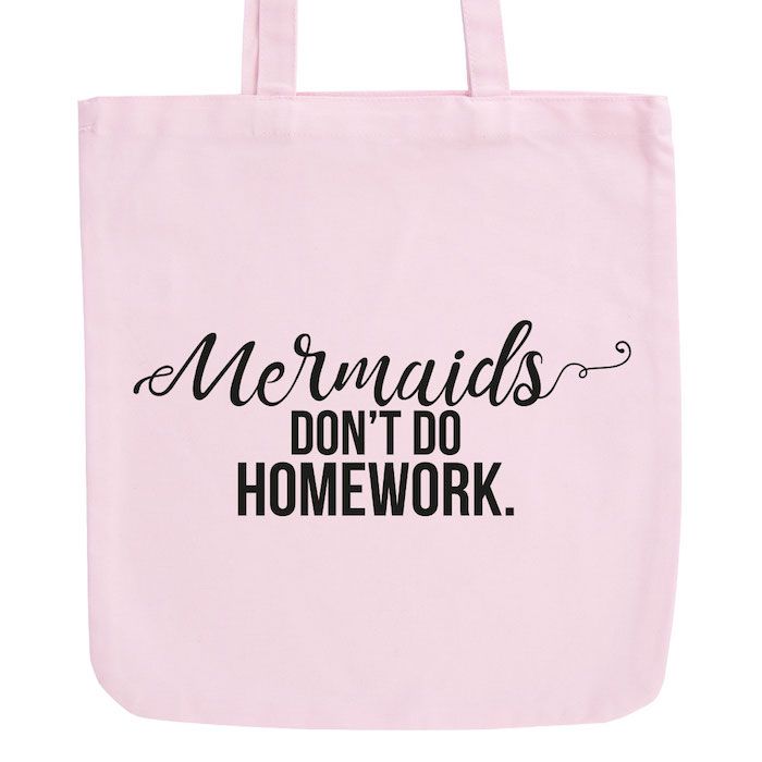 JUNIWORDS Pastell Jutebeutel Mermaids don't do homework.