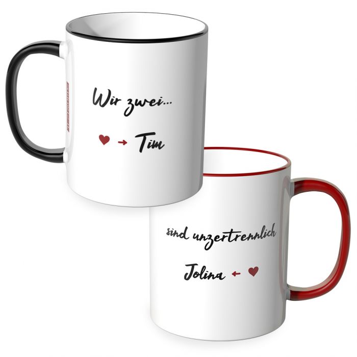 JUNIWORDS personalisiertes Tassen Set Wir zwei sind...unzertrennlich
