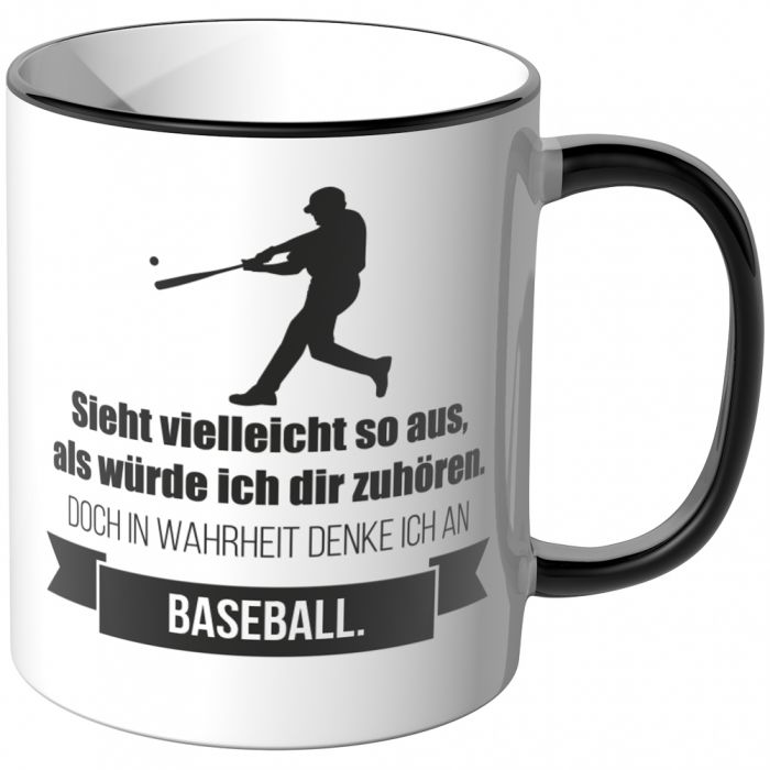 JUNIWORDS Tasse Sieht vielleicht so aus, als würde ich dir zuhören - Baseball