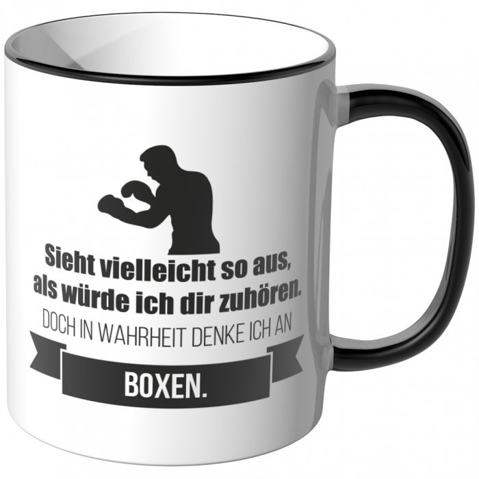 JUNIWORDS Tasse Sieht vielleicht so aus, als würde ich dir zuhören - Boxen