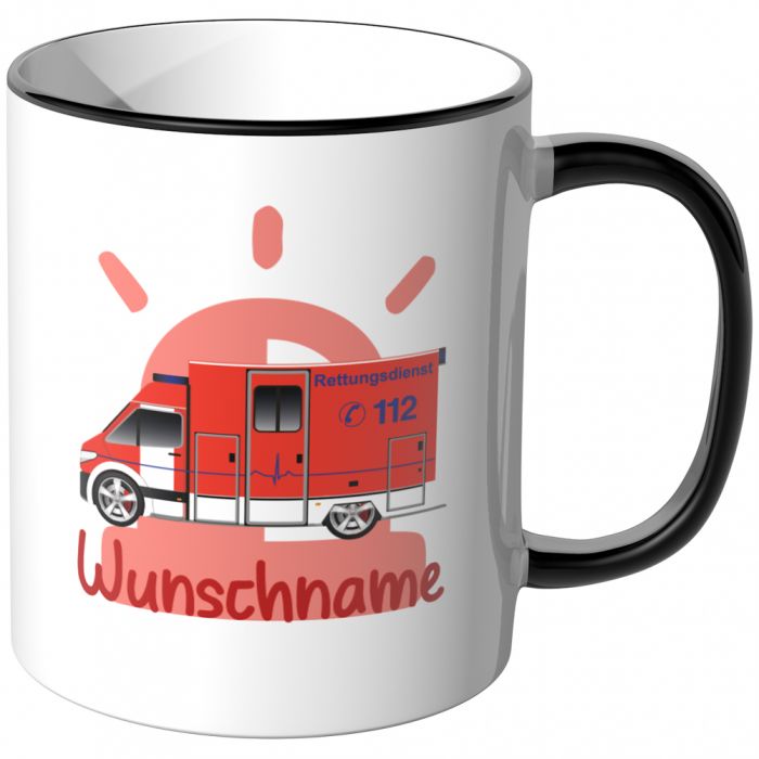 JUNIWORDS Tasse Krankenwagen mit Wunschname - Motiv 2