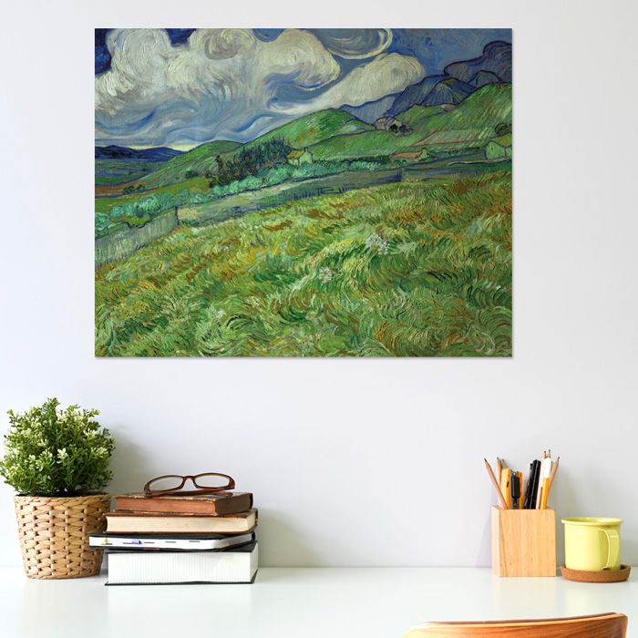 Poster Vincent van Gogh - Berglandschaft hinter dem Hospital Saint-Paul